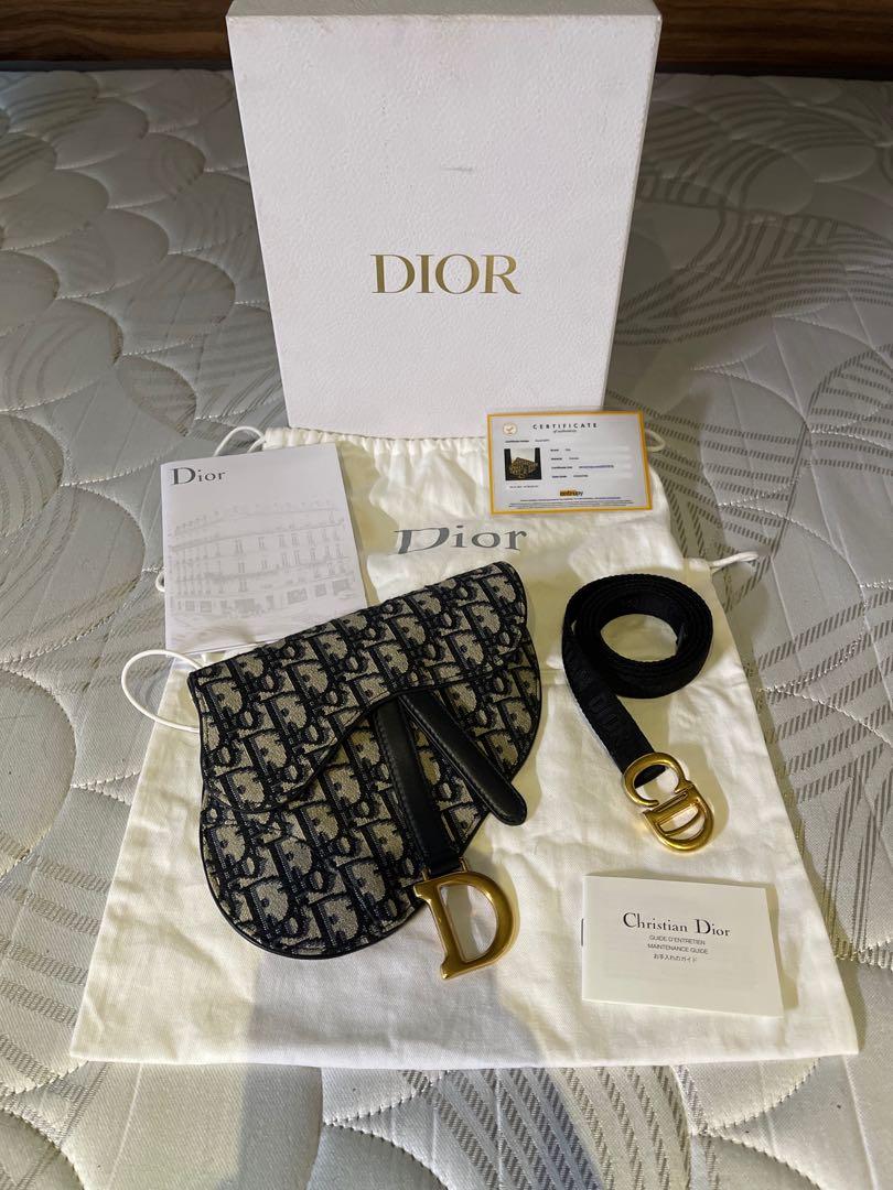 Blue Dior Oblique Jacquard saddle belt pouch Cotton ref.215411 - Joli Closet