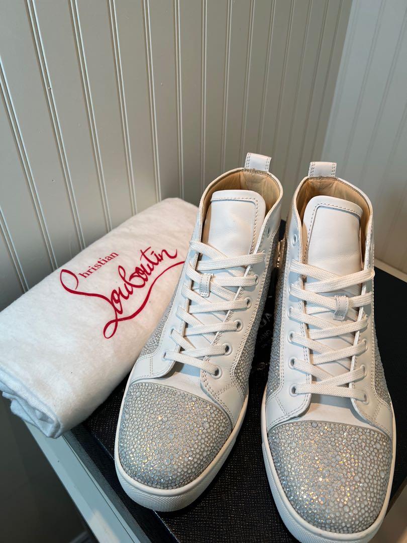 Christian Louboutin Louis White Crystal Sneakers 40.5 Men