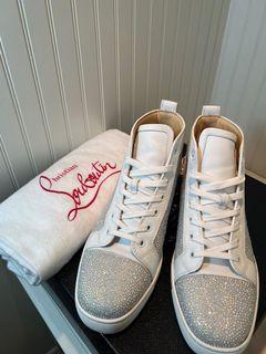 Christian Louboutin Louis White Crystal Sneakers 40.5 Men Excellent condition