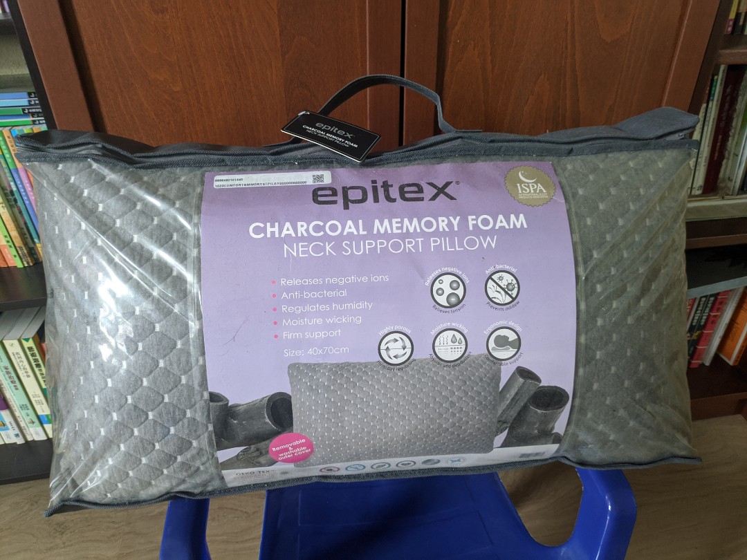 Epitex Charcoal Shredded Memory Foam Pillow Furniture Home Living Furniture Bed Frames Mattresses on Carousell