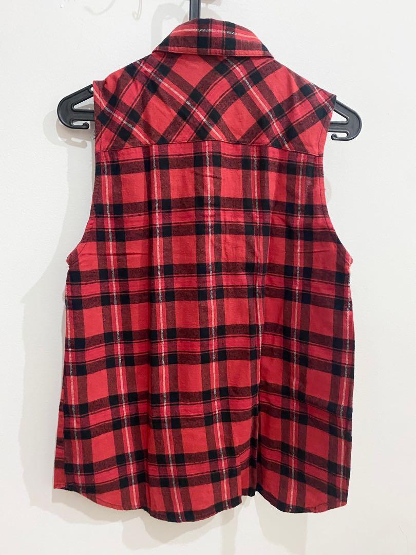 Tartan Checkered Sleeveless Shirt 