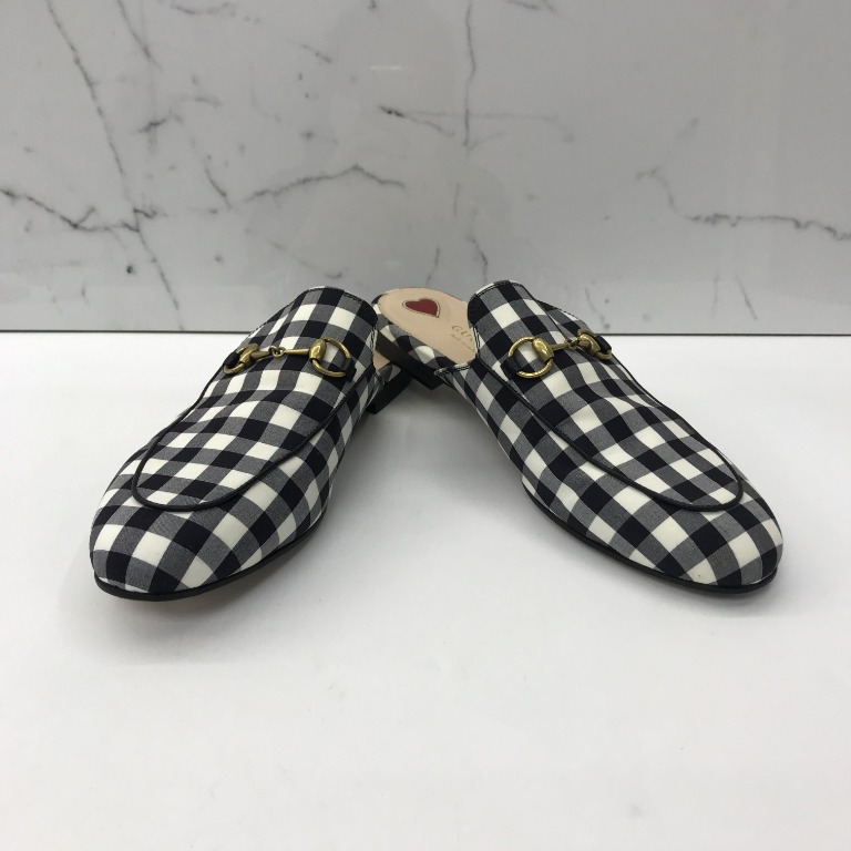 GUCCI 475094 GINGHAM PRINCETOWN CHECKED HORSEBIT