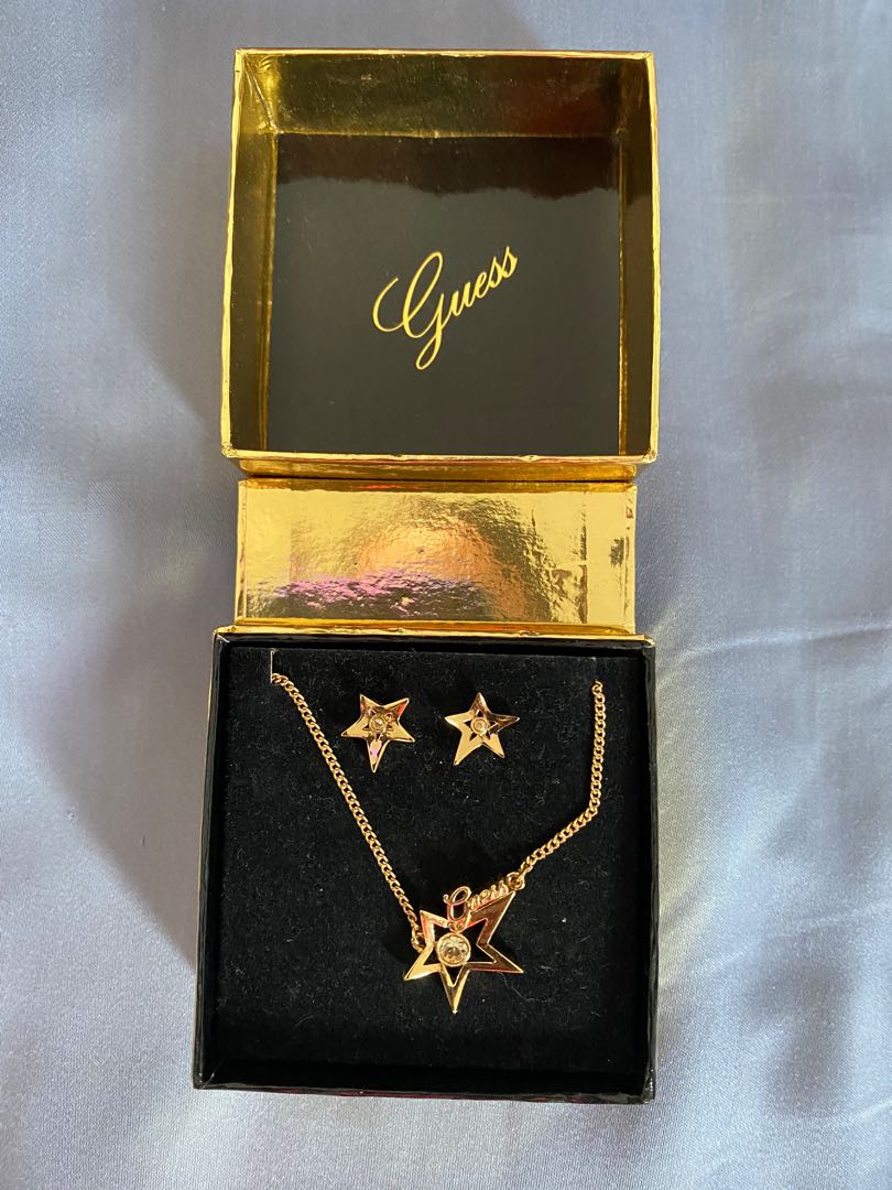 Guess Gold Star Earrings and Necklace Set Women s Fashion