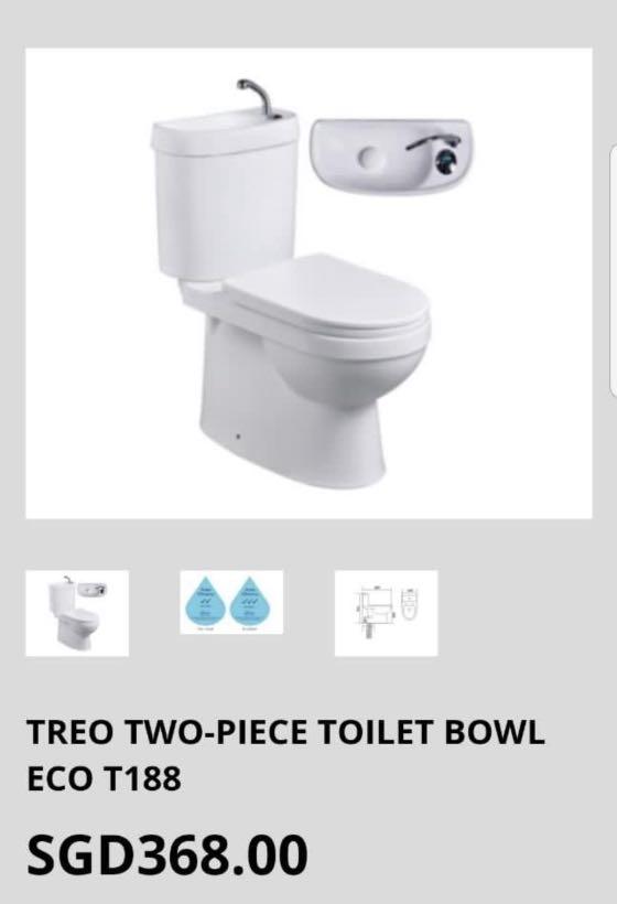 HDB BTO Eco Toilet Bowls Treo Eco 188 (2 sets), Furniture & Home Living