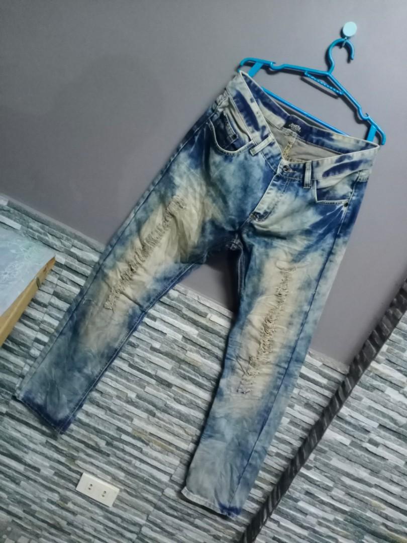Hermes acid wash rip jeans, Men's Fashion, Bottoms, Jeans on Carousell