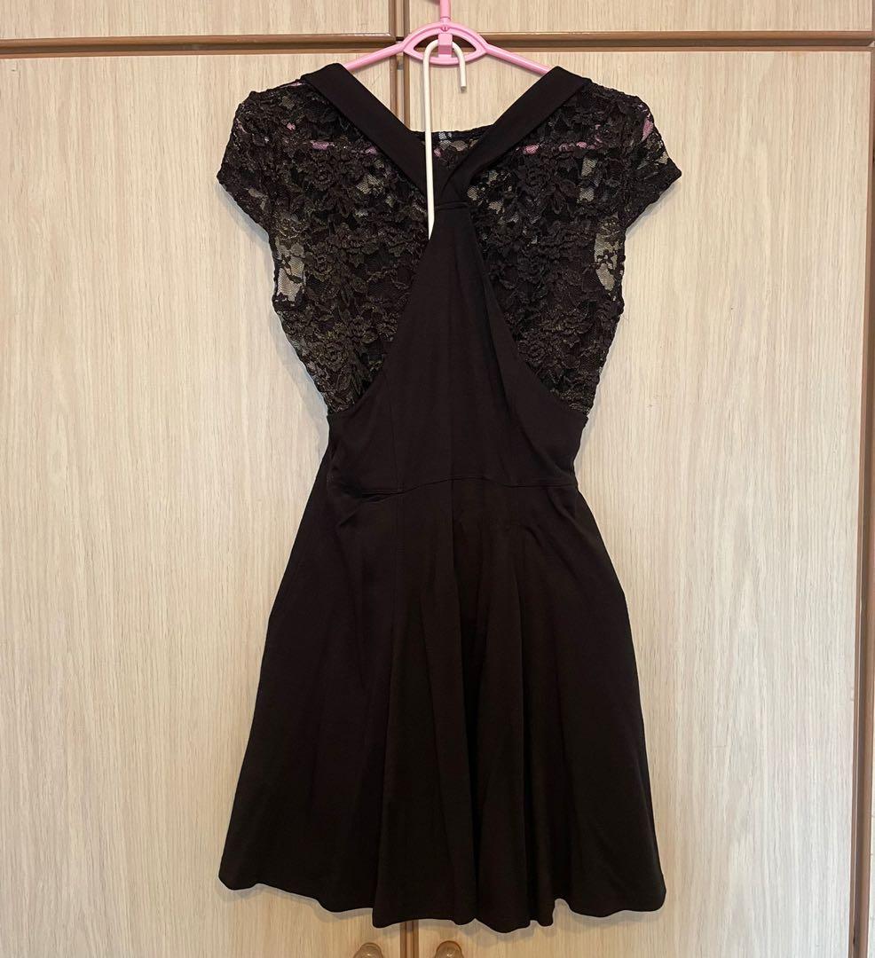 H M Black Suspender Skirt Dress high waist flared skater skirt