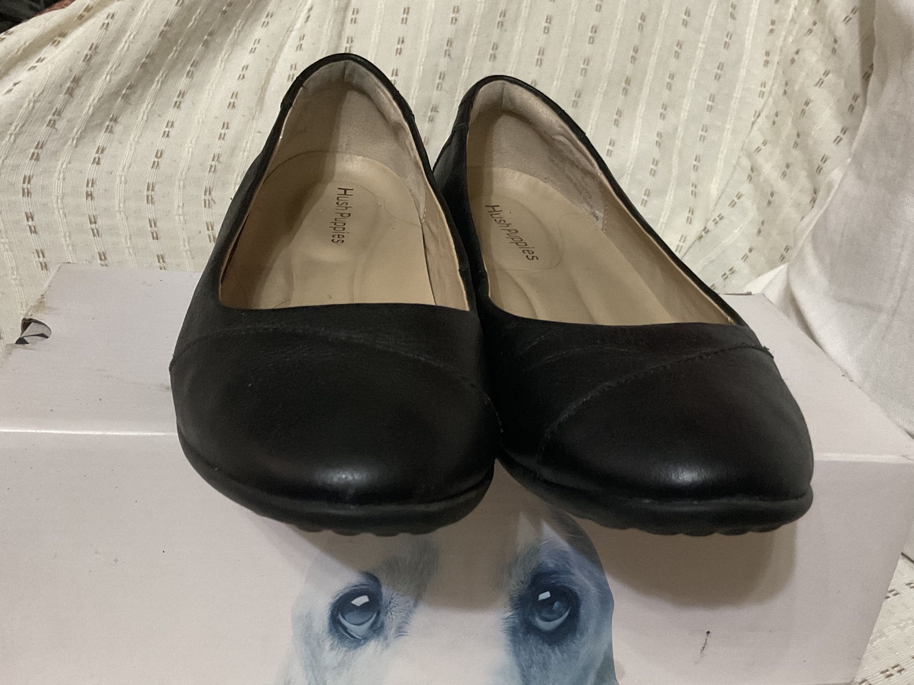 HUSH PUPPIES BLACK LINNET BRIA FLATS WOMENS SHOES US 9