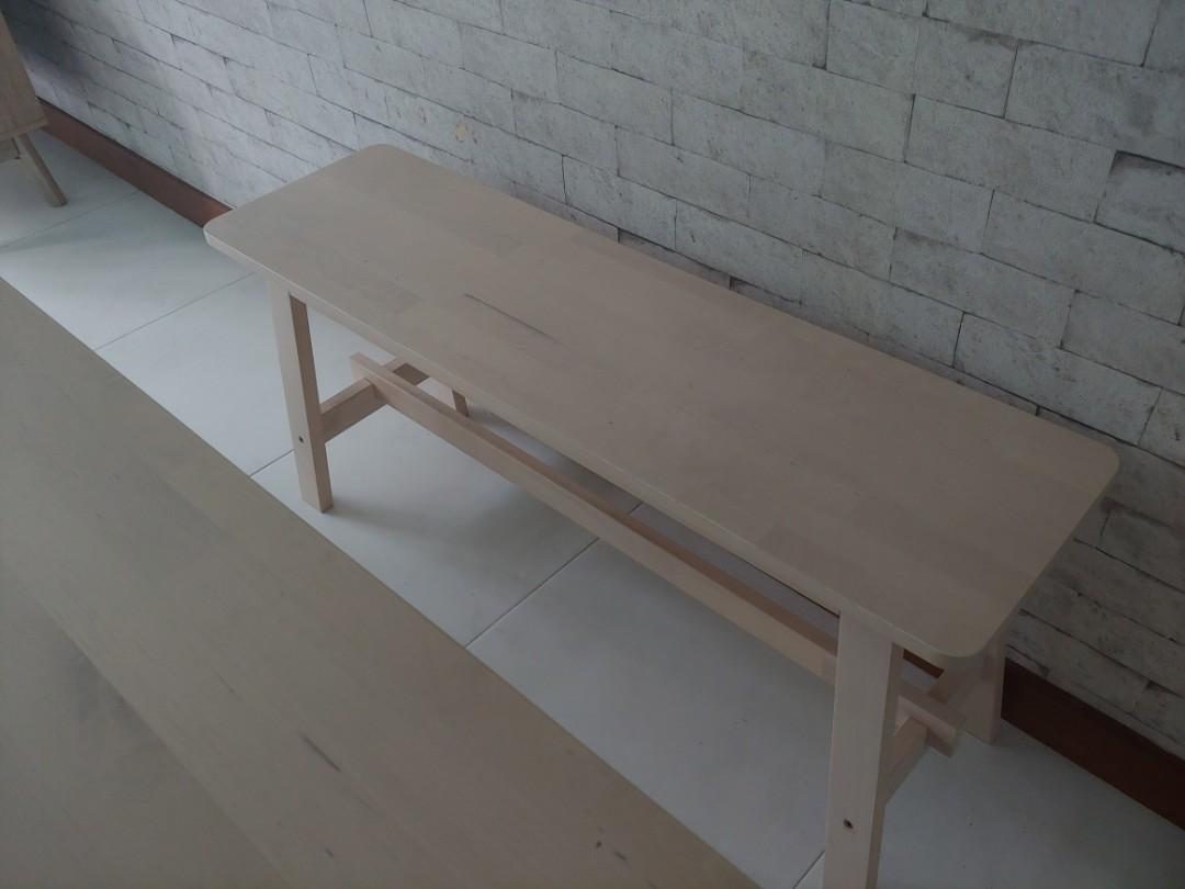 Ikea wooden table with benches, Furniture & Home Living, Furniture
