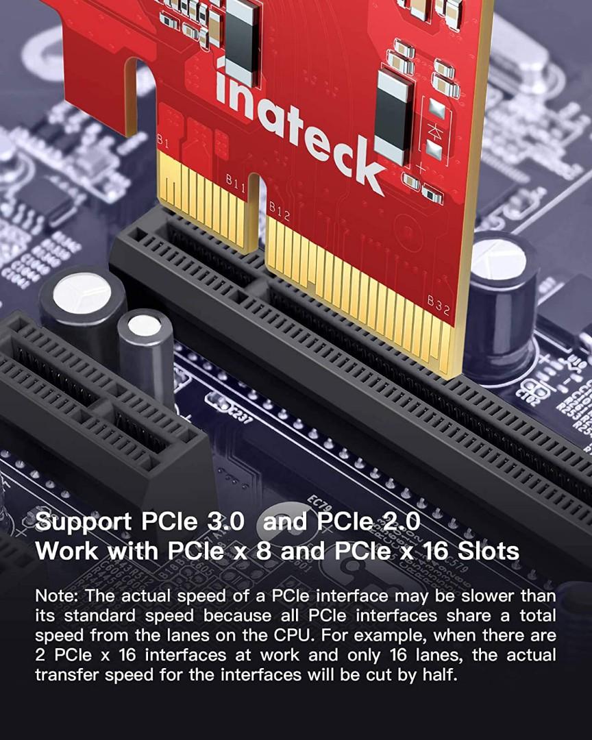 Inateck PCIe to USB 3.2 Gen 2 Card with 20 Gbps Bandwidth, 3 USB TypeA