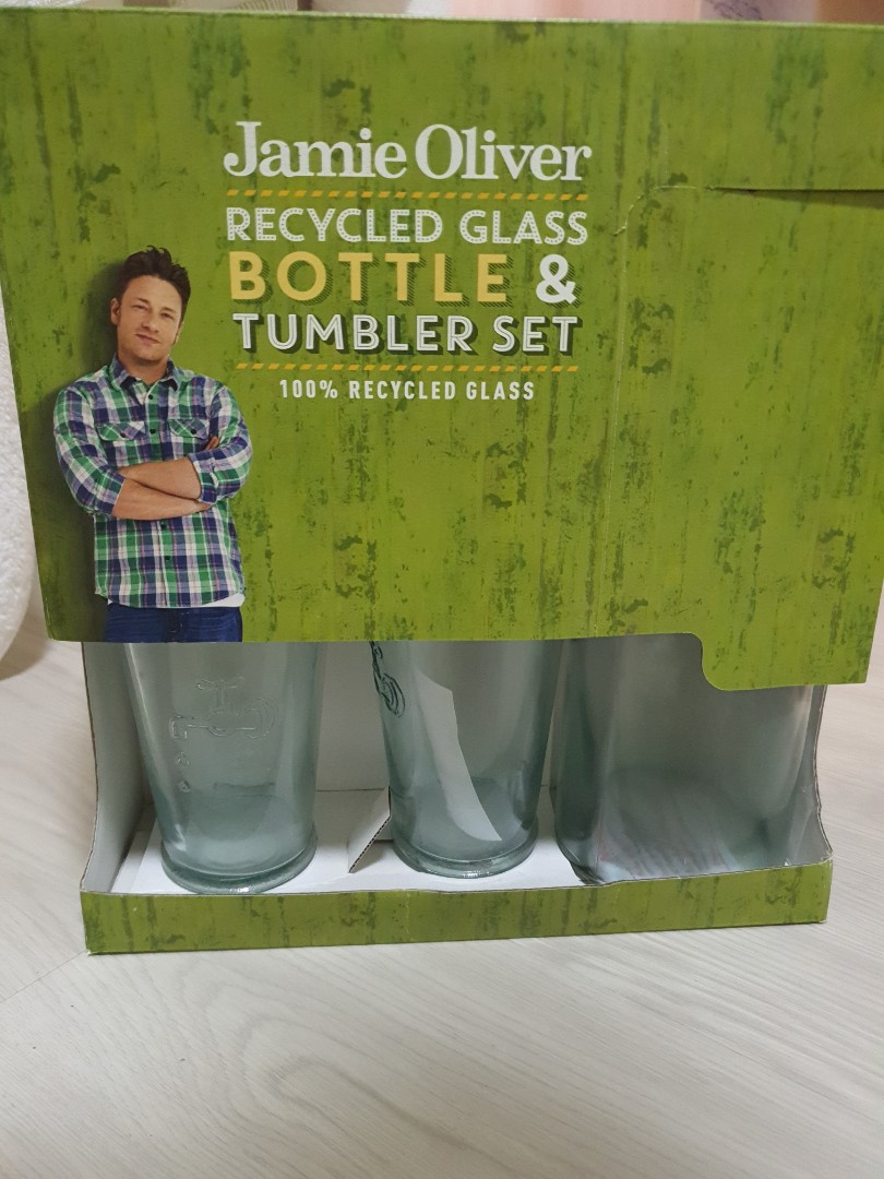Jamie oliver recycled glass bottle & tumbler set, Furniture & Home