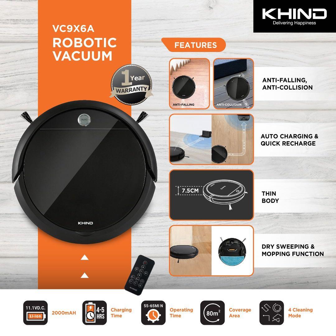 Khind Robotic Vacuum VC9X6A 6.6 SALES, TV & Home Appliances, Vacuum