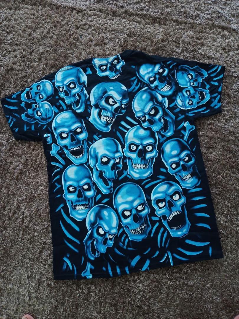 Liquid Blue Skull Pile Blue Men s Fashion Tops Sets Tshirts