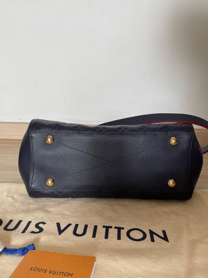 LOUIS VUITTON Montaigne MM Monogram Empreinte Shoulder Bag Navy Blue
