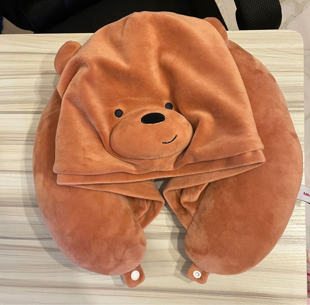 Miniso we bare bears store neck pillow with hood