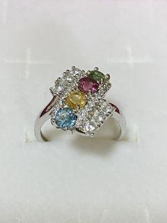 Natural Multicoloured Tourmaline Ring