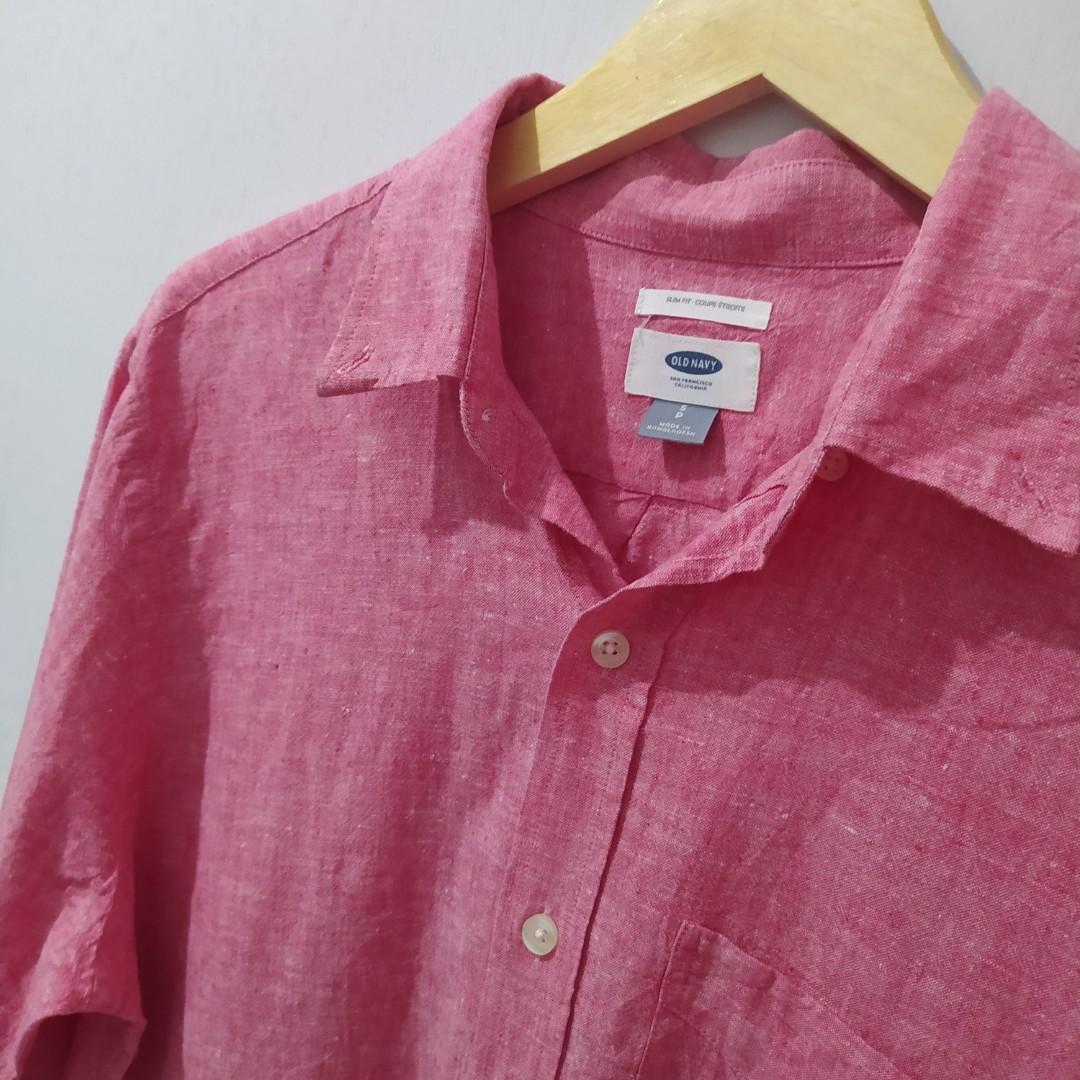 OLD NAVY Red Linen Shirt Man Original 