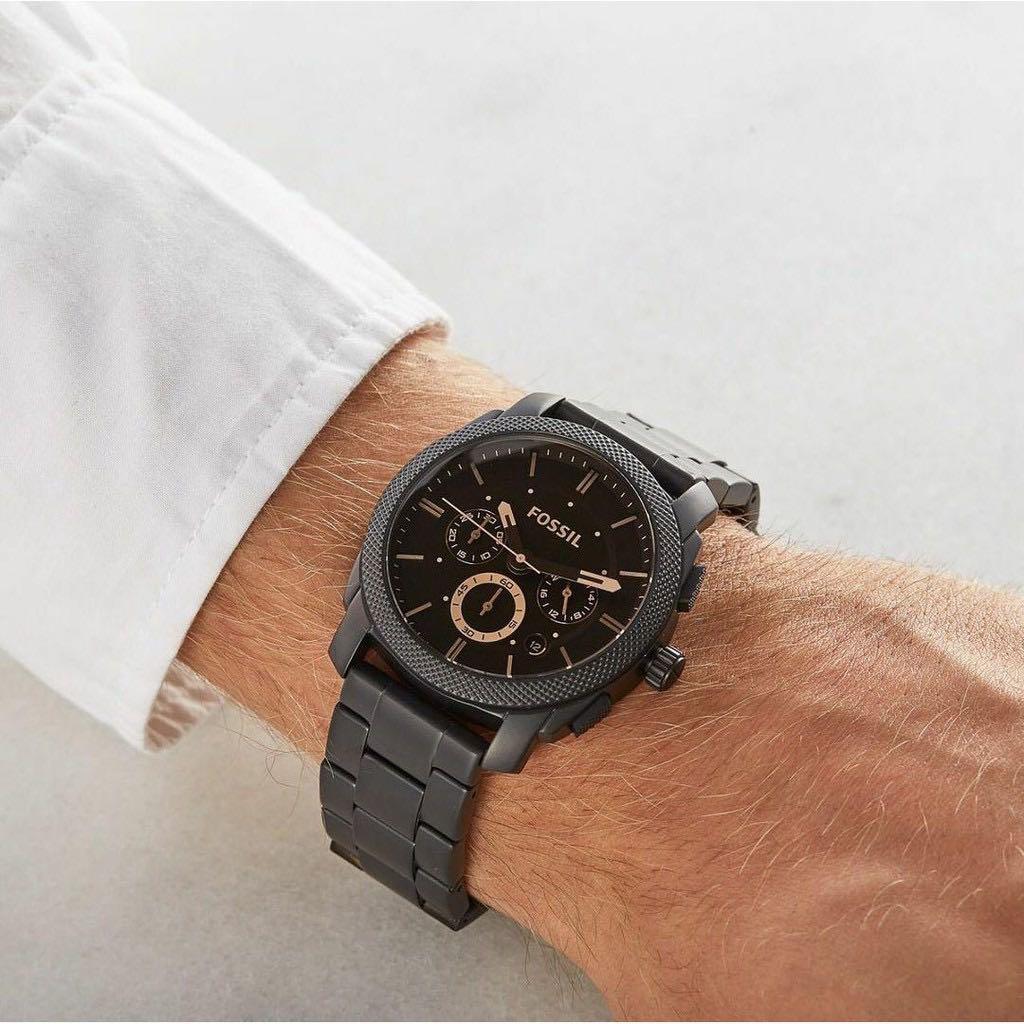 100% Fossil Watch Men Black Fs4682 