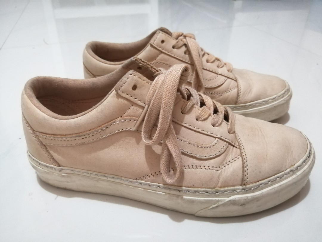Peach leather sale vans