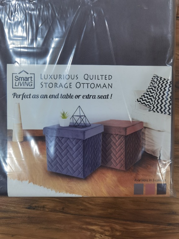 Quilted Storage Ottoman (Grey 41 litres)), Furniture & Home Living, Furniture, Shelves,