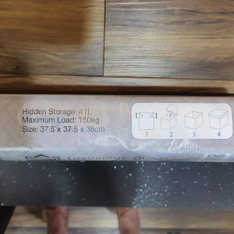 Quilted Storage Ottoman (Grey 41 litres)), Furniture & Home Living, Furniture, Shelves,