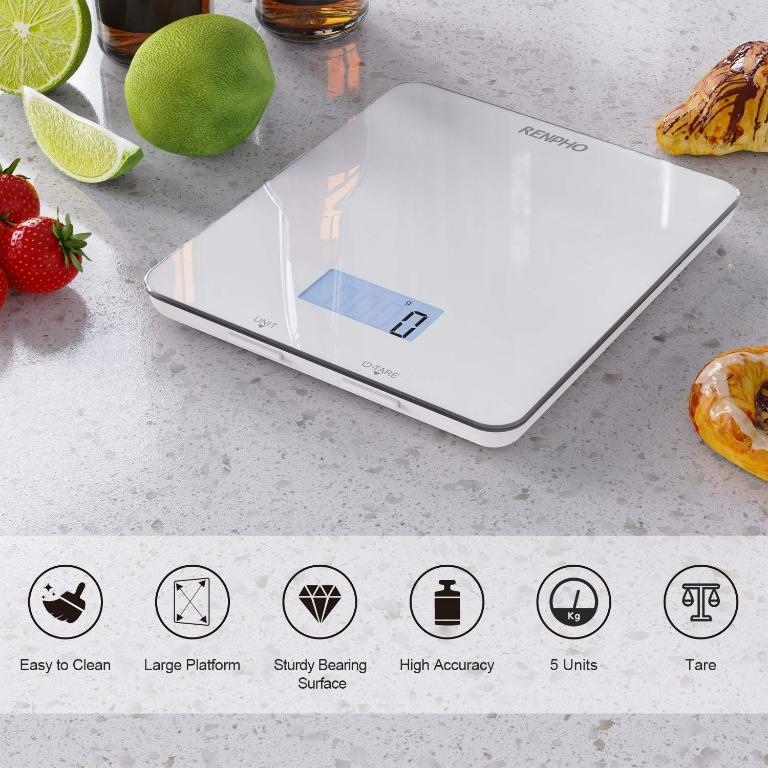 No Battery) RENPHO Digital Food Scale, Kitchen Scale Weight Grams and  Ounces for Baking, Cooking and Coffee with Nutrition Calculator for Keto,  Macro, Calories and Weight Loss with Smartphone App, Stainless Steel