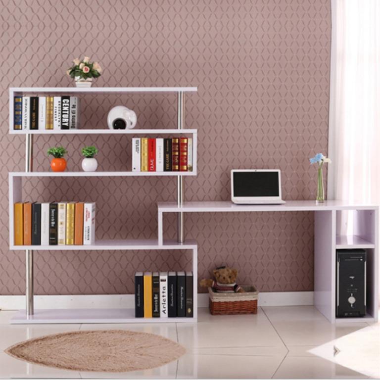 Study Table +Bookcase **Rotate Cabinet Free Installation, Furniture ...