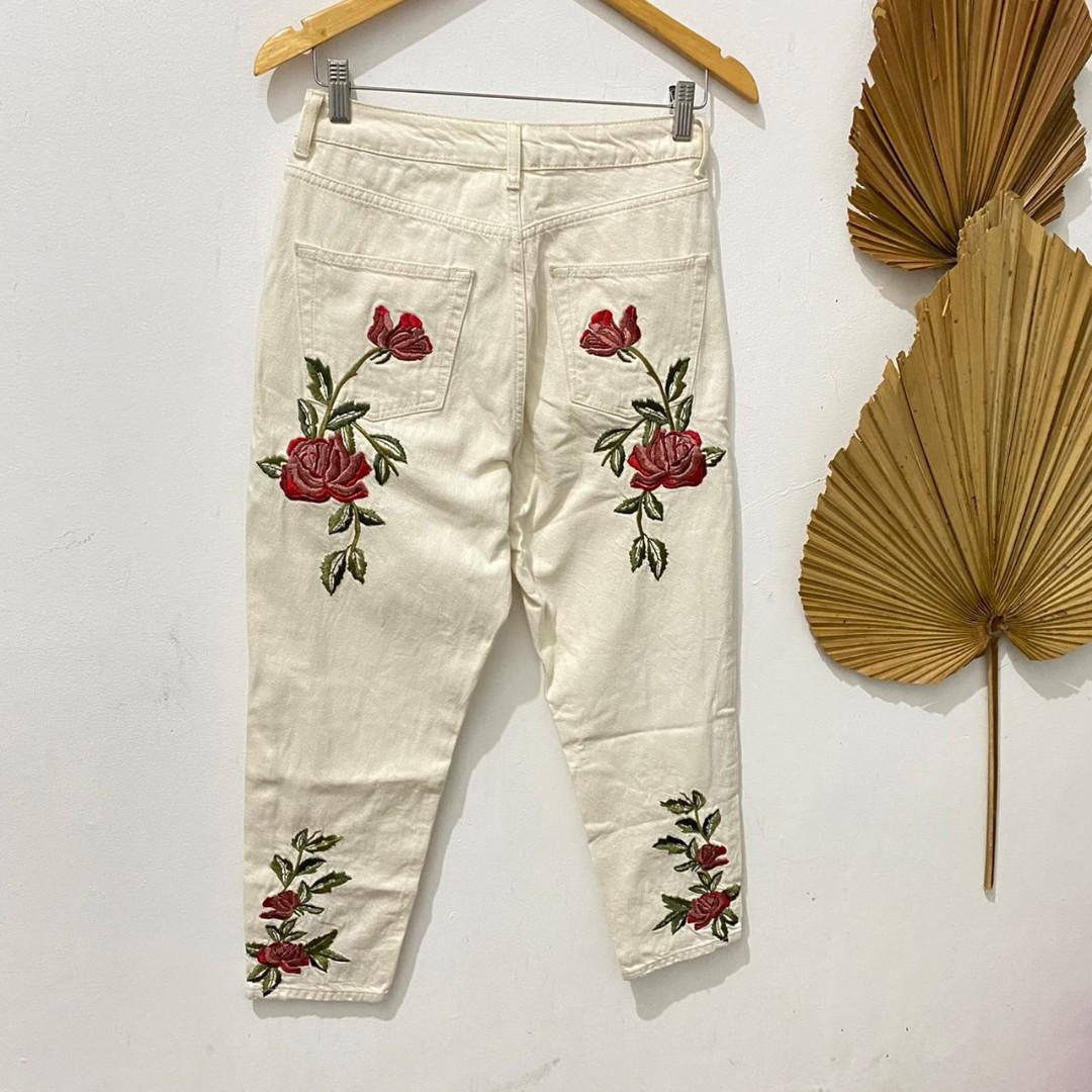 topshop embroidered jeans, Fesyen 