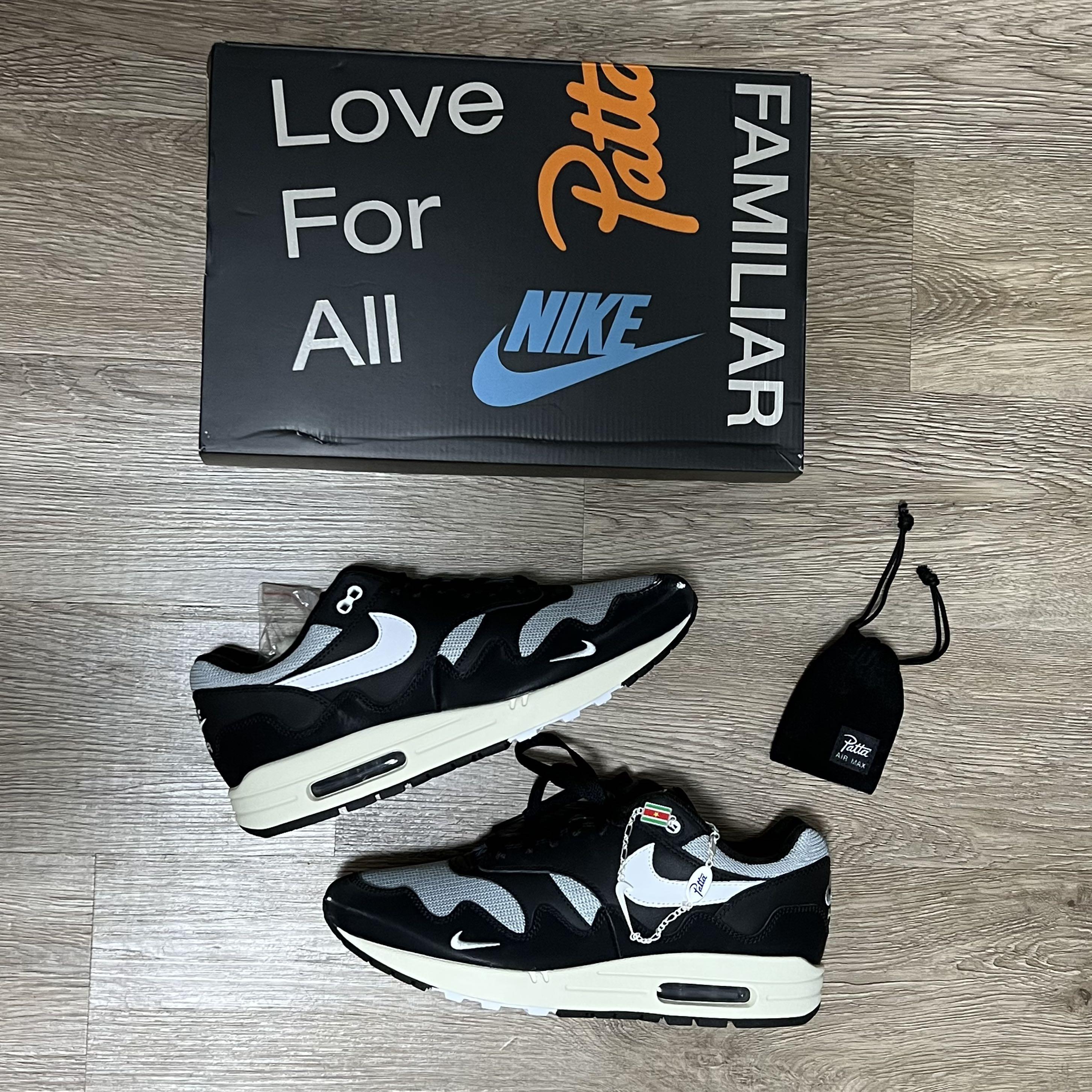 With Bracelet Patta Nike Air Max 1 Black White US11 Men s