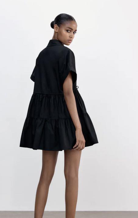 Zara black ruffle deals dress