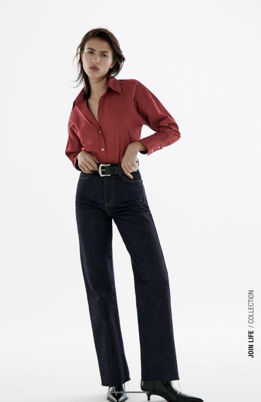 Zara Original Poplin Shirt in Burgundy, Women's Fashion, Tops, Blouses on  Carousell
