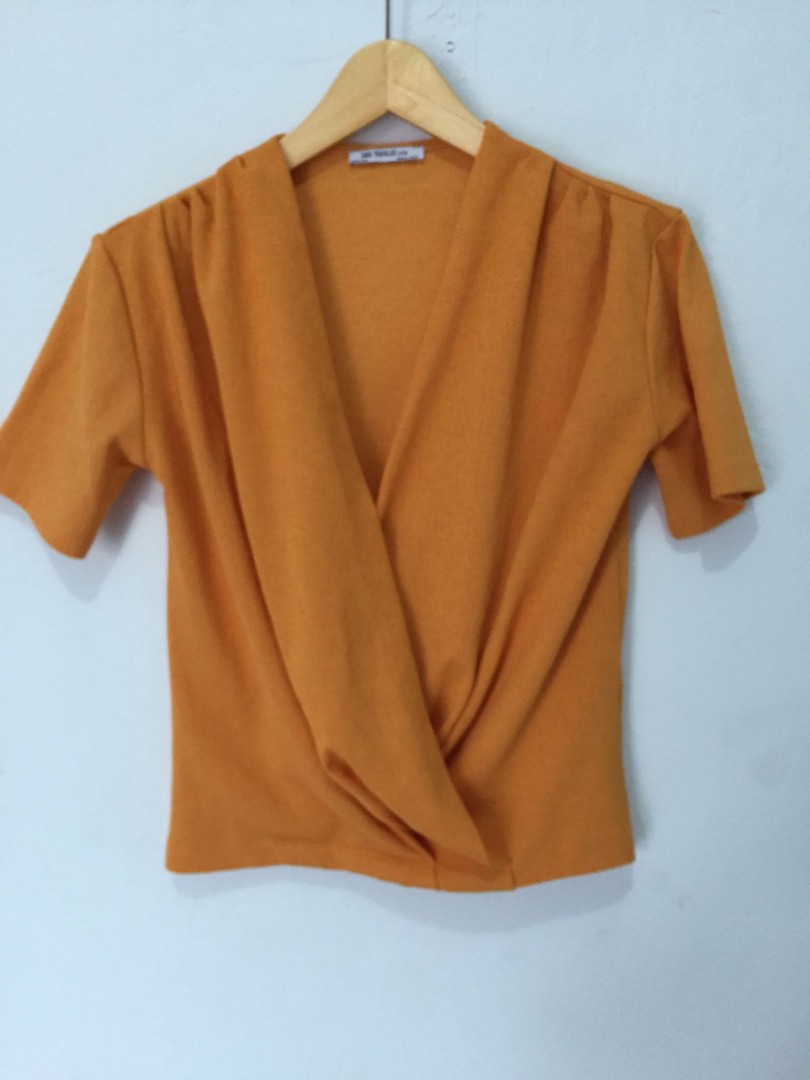 zara orange wrap top