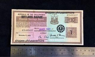 1978 Ang Bagong Lipunan P10 Premyo Savings Bond Banknote