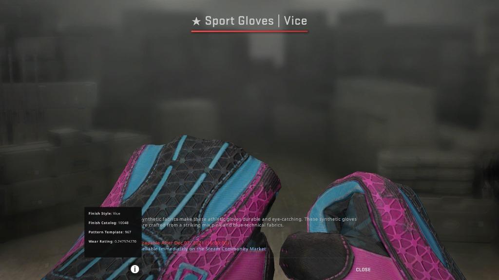 (.24FV) CSGO Sport Gloves Vice FieldTested FT, Video Gaming, Gaming