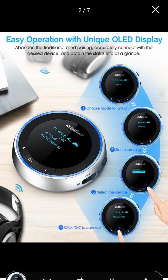 3133 ELEGIANT 2 in 1 Bluetooth 5.1 Transmitter Receiver aptX Low