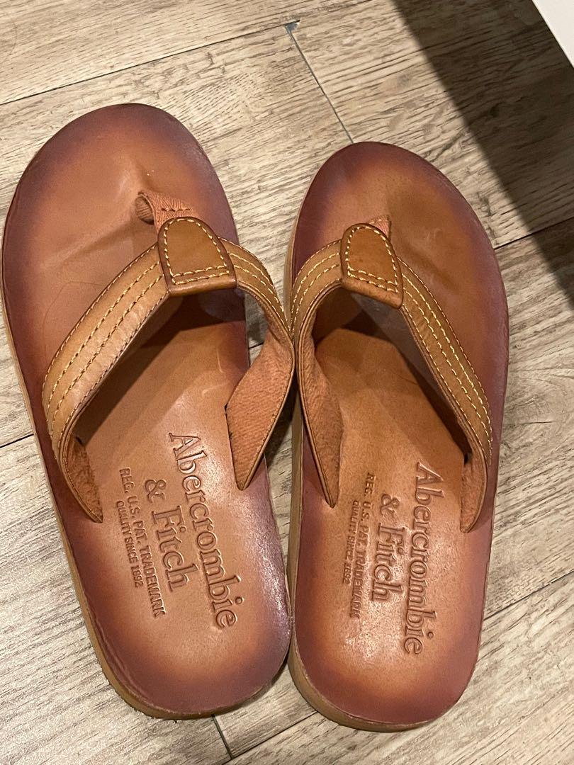 Abercrombie Fitch Leather Slippers Size 8 Men s Fashion