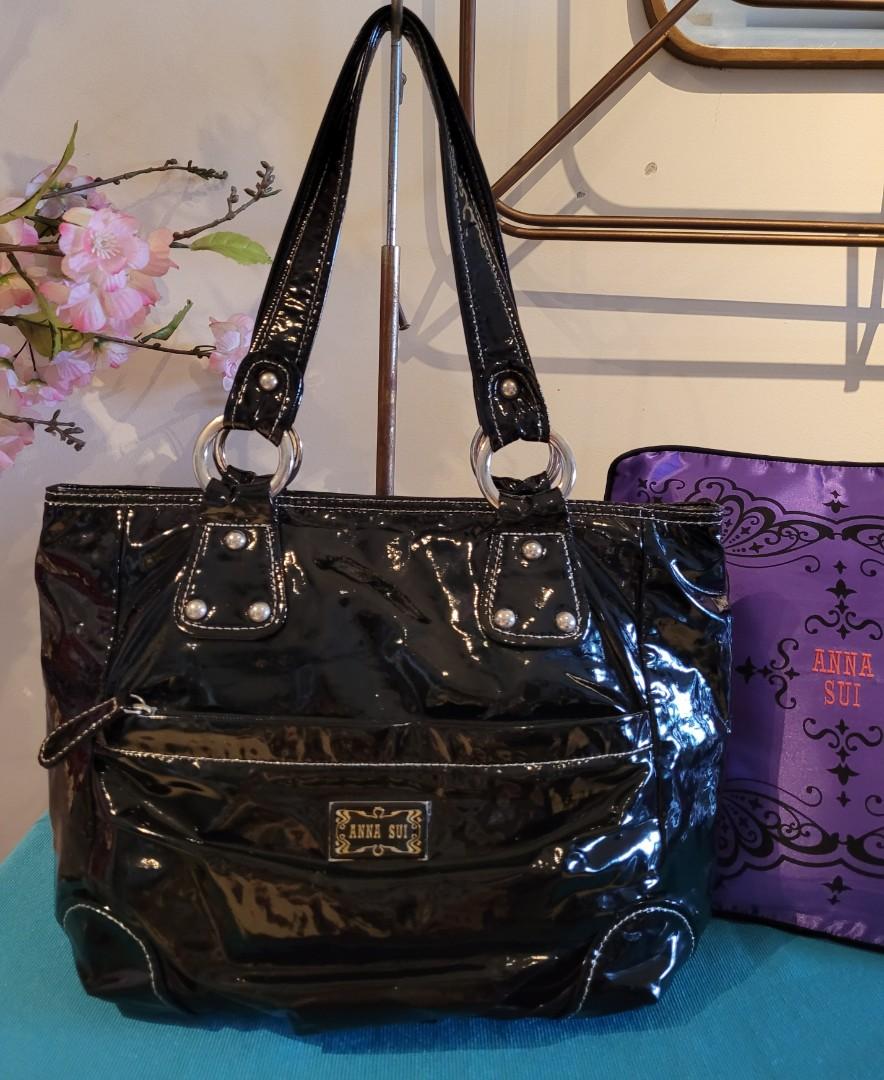 Anna Sui Soft Textured Enamel Faux Leather Shoulder Bag