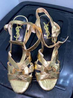 Authentic YSL gold tribute heels