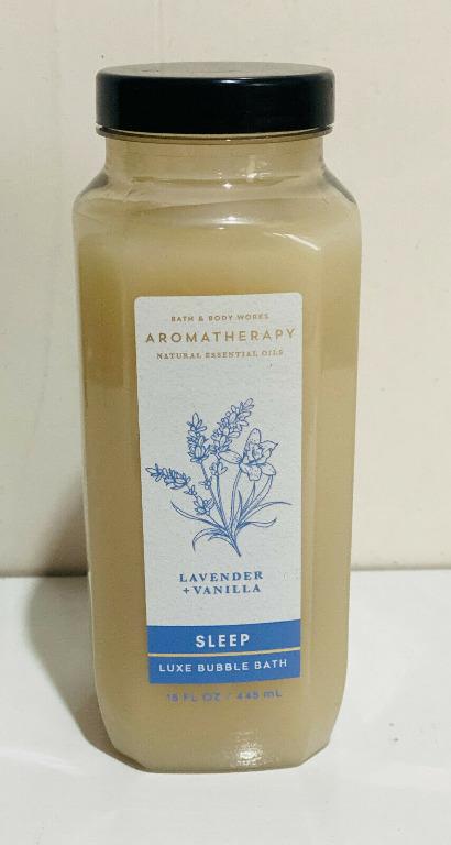 BATH & BODY WORKS AROMATHERAPY LUXE BUBBLE BATH - SLEEP - LAVENDER + VANILLA (Category: Bath) located in Cebu City. Submitted by thesouthbeachedit (Listing ID 1129260635, Image 1). Description: BRAND NEW WITH TAG! 100% AUTHENTIC FROM THE U.S.! BATH & BODY WORKS Aromatherapy SLEEP LUXE Bubble Bath SCENT: LAVENDER + VANILLA 15 fl oz / 445 mL Fragrance Lavender oil inspires tranquility. Vanilla absolute calms the mind to encourage relaxation. Overvi
