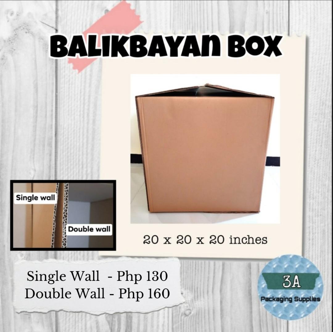 brand new Balikbayan Boxes (Category: Storage Boxes & Baskets) located in Makati City. Submitted by bentabolsbykd (Listing ID 1129174022, Image 2). Description: Balikbayan Box Available in Single and Double wall BRAND NEW loc: Makati City > Shopee checkout > COD via lalamove > same day delivery For more packaging products, search 3A packaging Supplies in Face*book. #packaging #boxes #onlineselling.