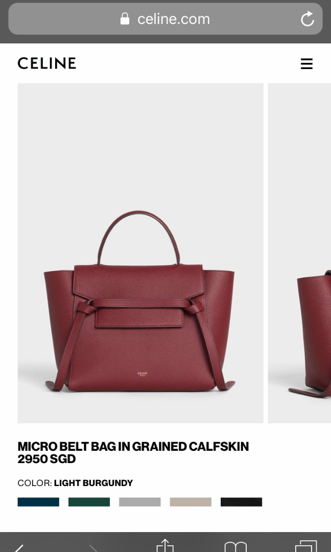 Celine micro top belt bag burgundy