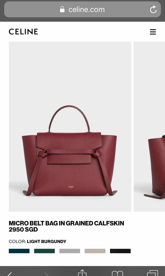 Celine Micro Belt Bag Grained Calfskin Burgundy - THE PURSE AFFAIR