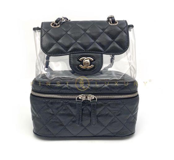 Chanel Transparent Vanity Flap Backpack-Black Shw, Luxury, Bags & Wallets  On Carousell