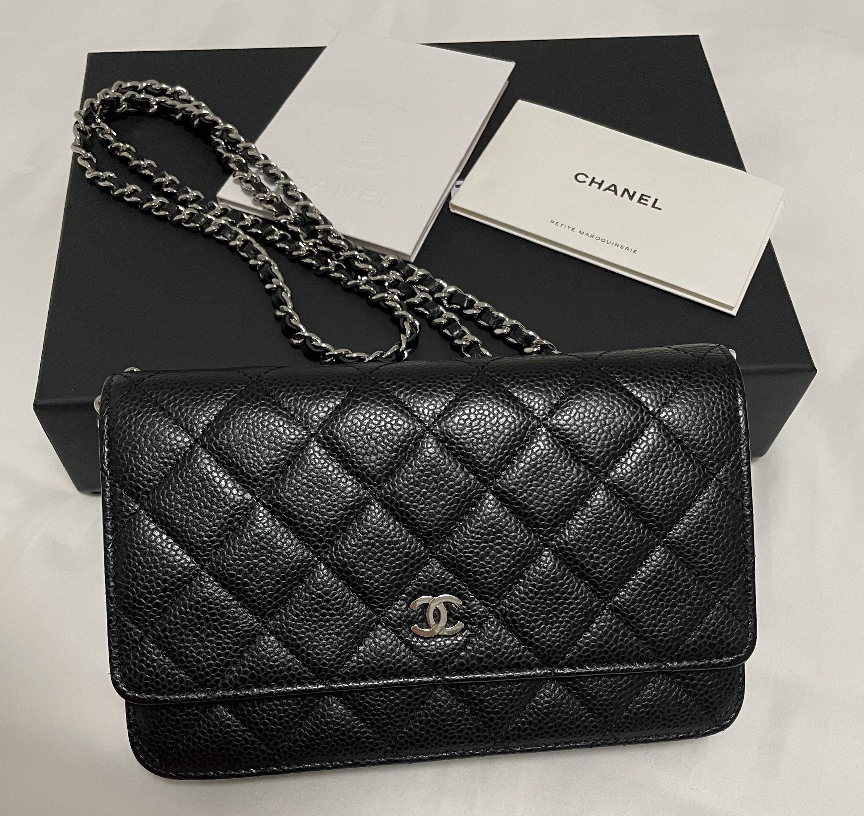 Chanel Wallet On Chain Black Caviar in Silver Hardware, Luxury