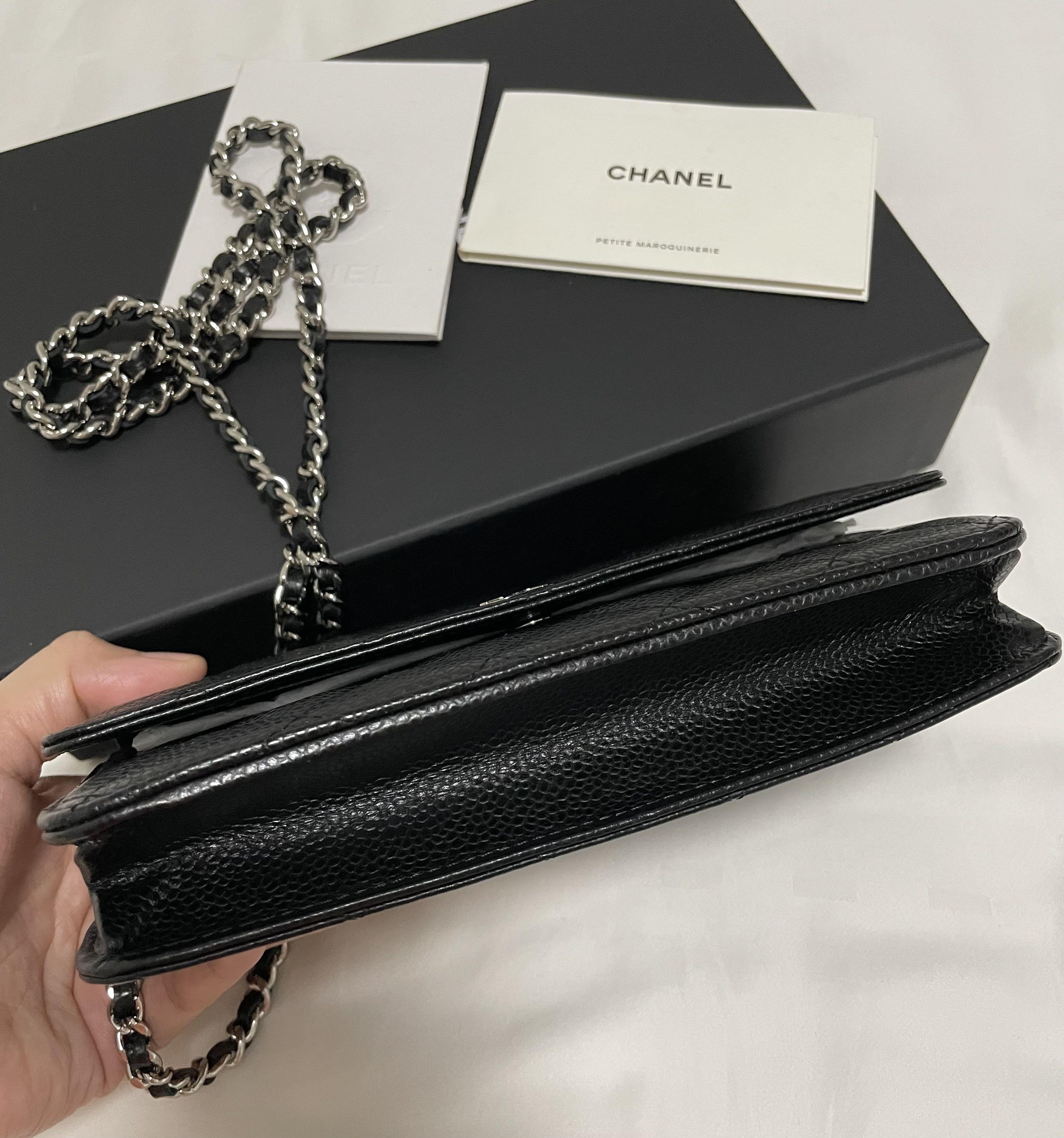 Chanel Wallet On Chain Black Caviar in Silver Hardware, Luxury