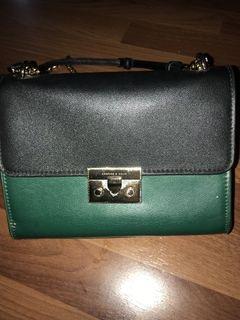 Charles and keith black green sling bag/shoulder bag