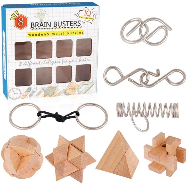Hongchun Brain Teasers Metal Puzzles for Kids and Adults 8 Pack, Mind, IQ,  and Logic Test and Handheld Disentanglement Games, 3D Coil Cast Wire Chain  Educational Toys 