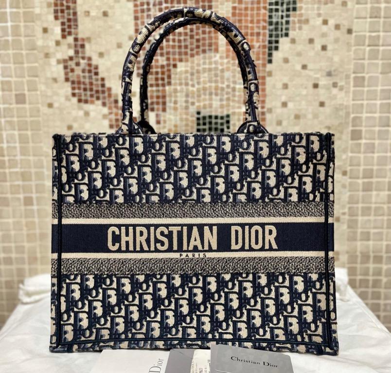 Dior Small Dior Book Tote Gray Dior Oblique Embroidery - Women