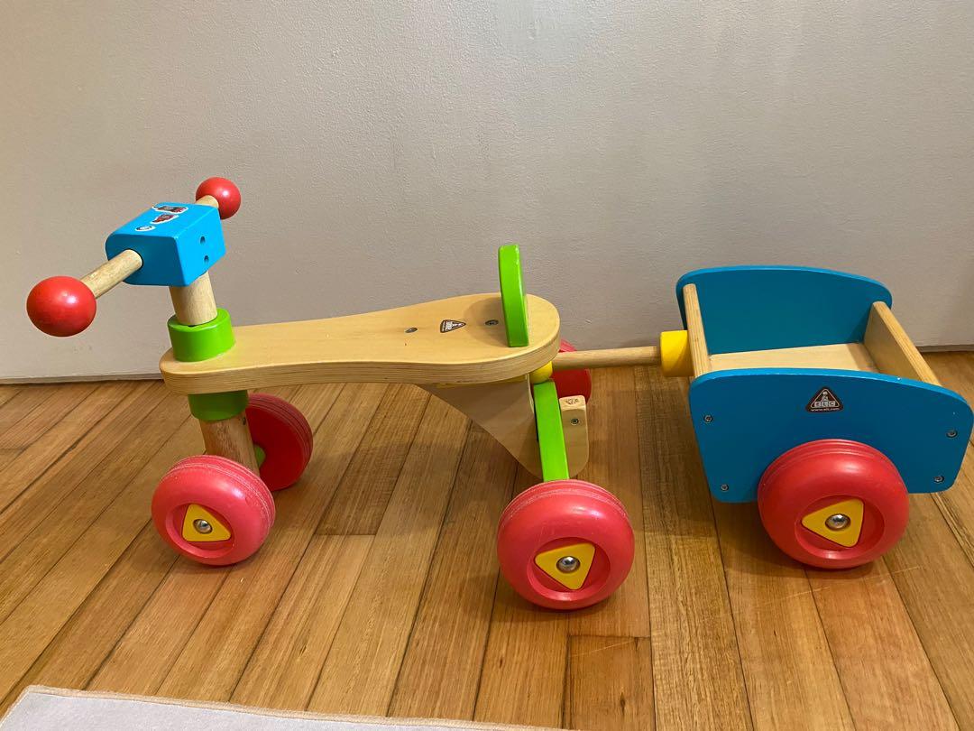 Elc wooden top trike and trailer