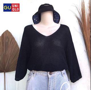 GU Uniqlo Emerald Rajut Premium Atasan Kaos Rajut