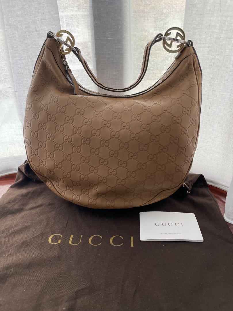 Gucci Guccissima Hobo leather bag (Category: Bags & Wallets) located in Singapore. Submitted by eukiee (Listing ID 1129138008, Image 2). Description: Gucci Guccissima Hobo leather bag in good condition ( went for bag spa) Comes with Bag & dust bag only . Size approximately: 30x20x12cm Meet up at Tai Hwan Park (Serangoon) Price is non-negotiable. Please note all items sold are non refundable or exchangeable . Please make offer only if you are comf